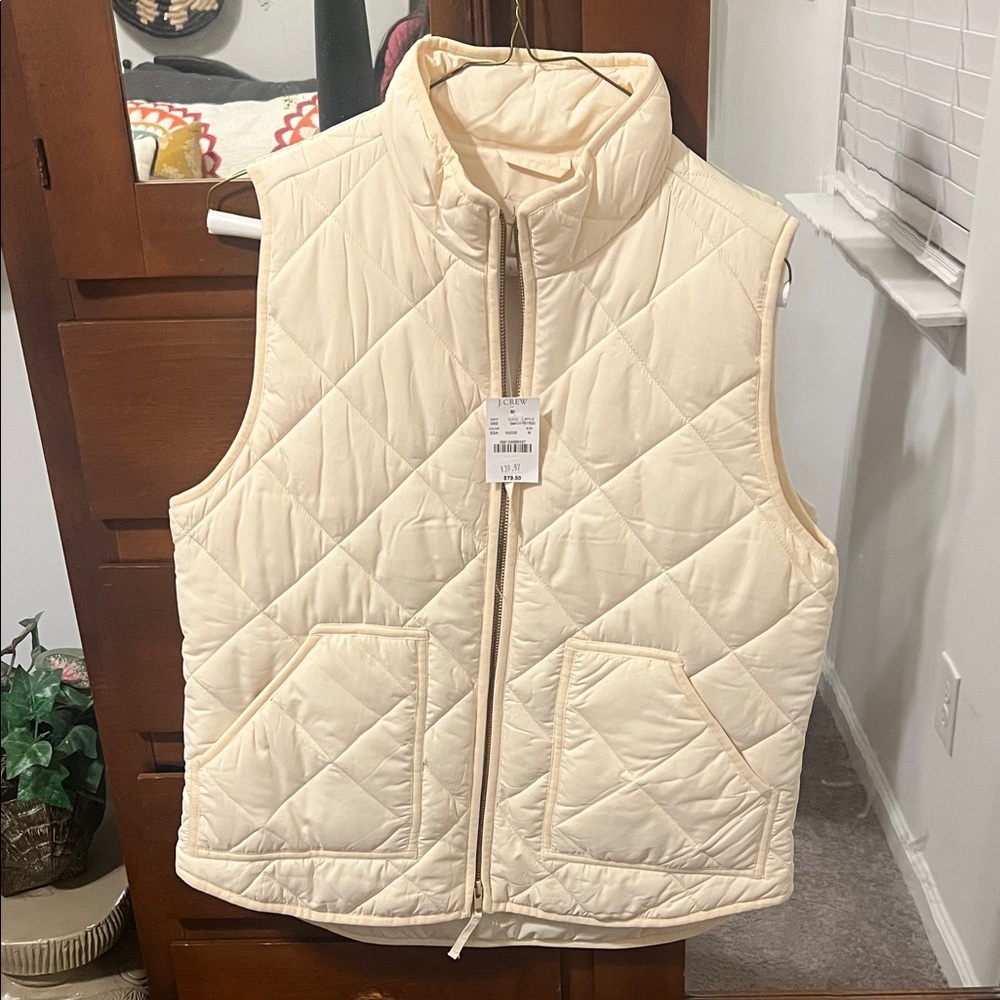J. Crew Cream Quilted Vest